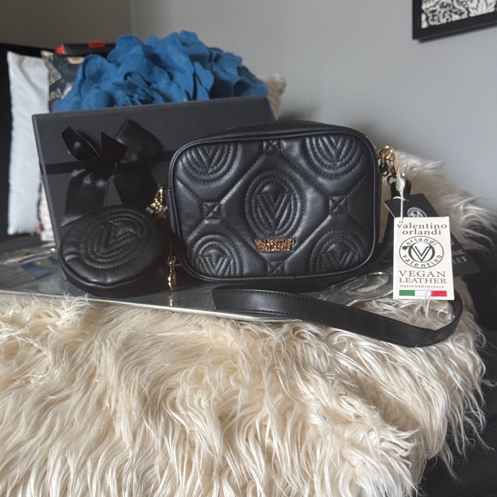 Valentino Orlandi Black Quilted Crossbody Bag
